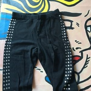 High waisted studded black leggings